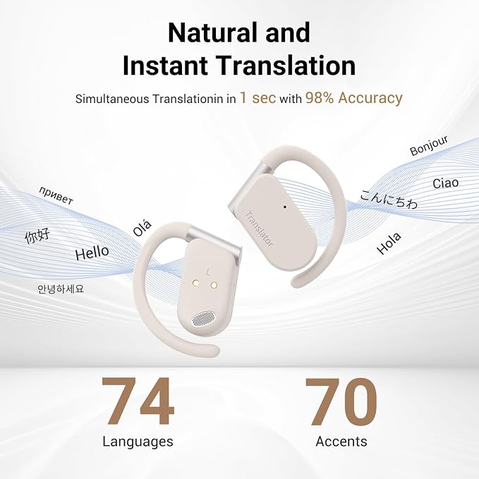M9 AI Language Translator Earbuds Open-Ear Headphones Support 144 Languages & - Image 3