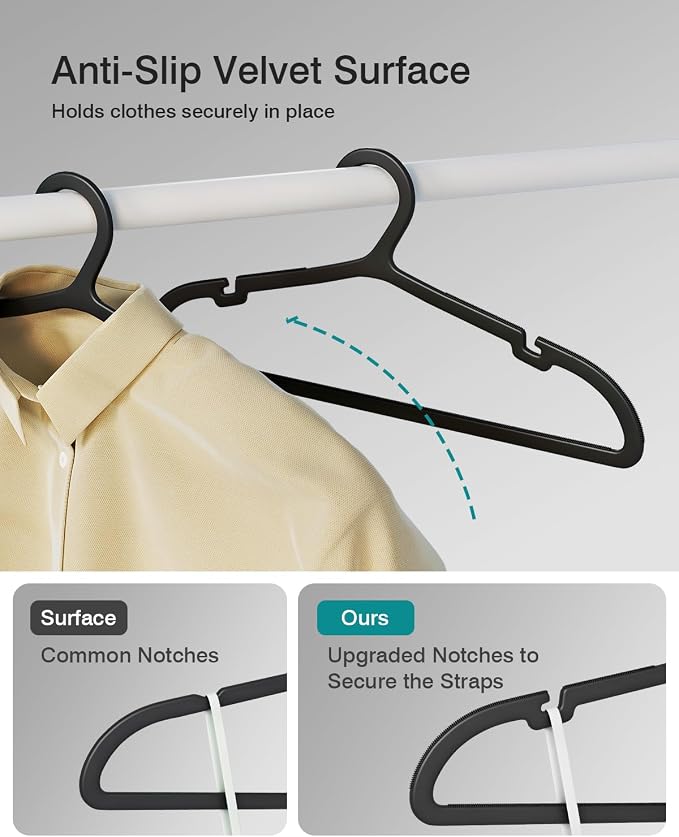 50 Pack Clothes Hangers, Non Slip Plastic Coat Hangers, Space Saving Hangers - Image 4