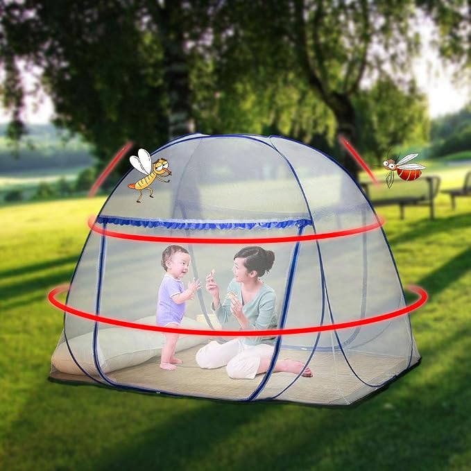 Pop-up Mosquito net Double Bed, L79x W59 x H59 in Double Door Zip Portable Tent - Image 5
