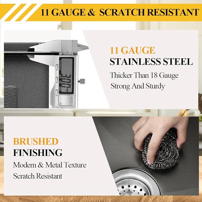 Black Kitchen Sink, Stainless Steel Topmount Bar Sink 22x18x9 Inch Single Bowl - Image 3