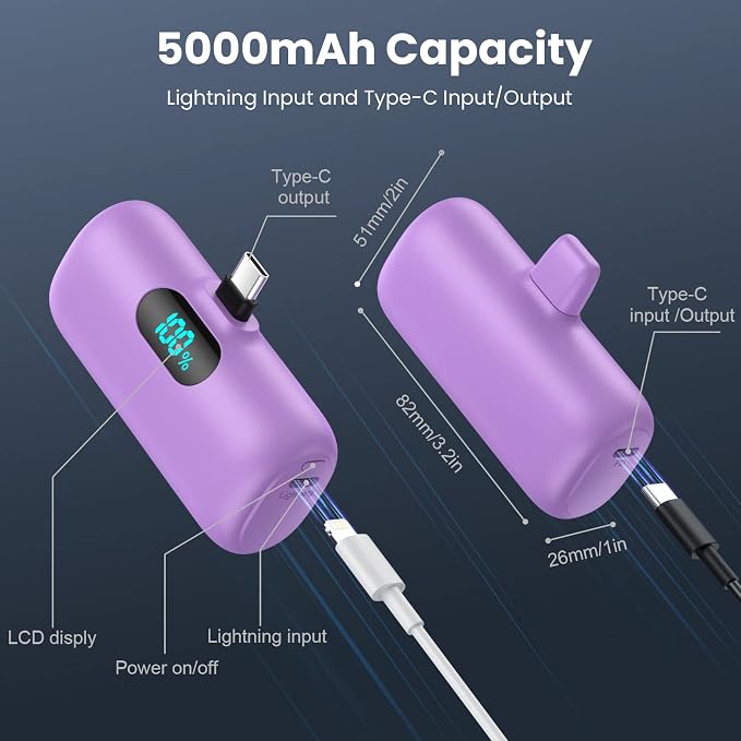 Mini Portable Charger 5000mAh Power Bank, 3A PD USB C Cell Phone Portable Power - Image 7