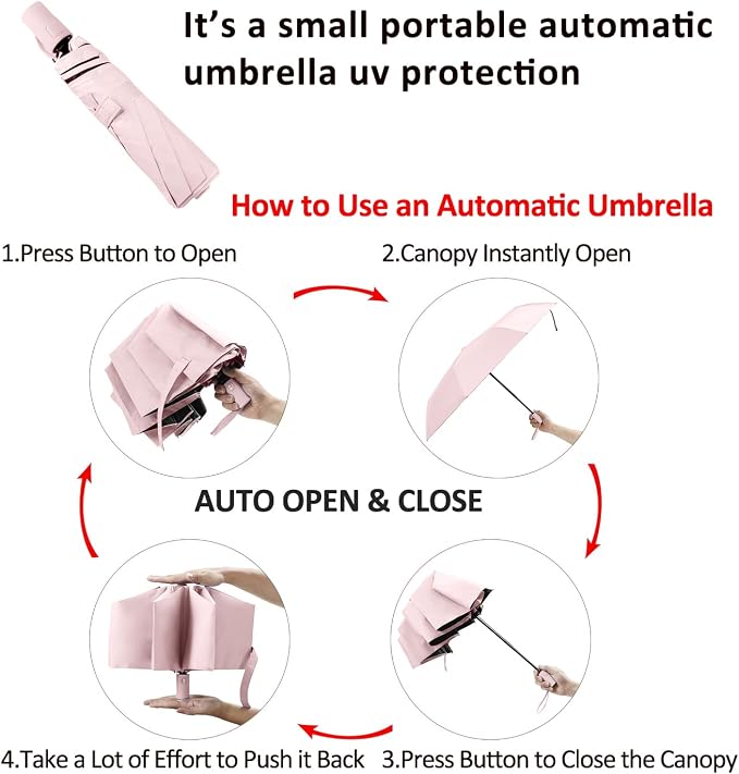 BAODINI Small UV Protection Travel Umbrella Compact - Image 4