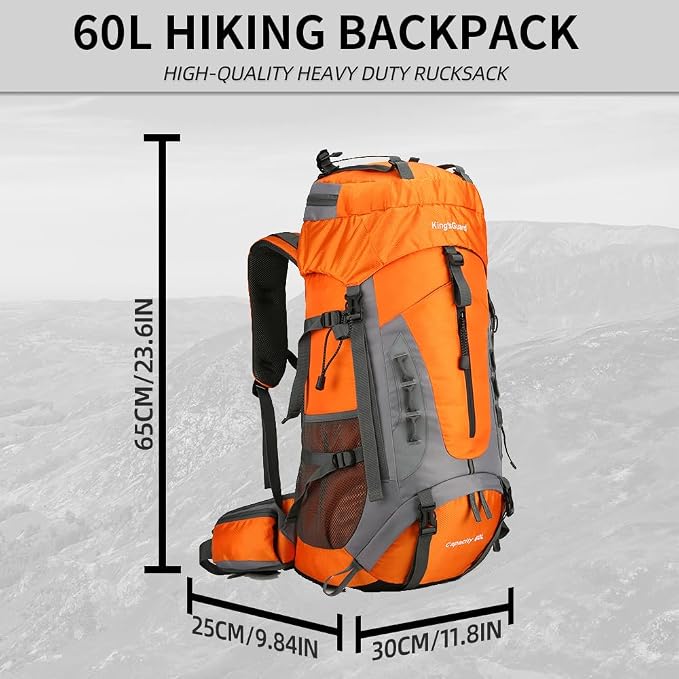 King'sGuard 60L Hiking Backpack Large Waterproof Camping Backpack - Image 5