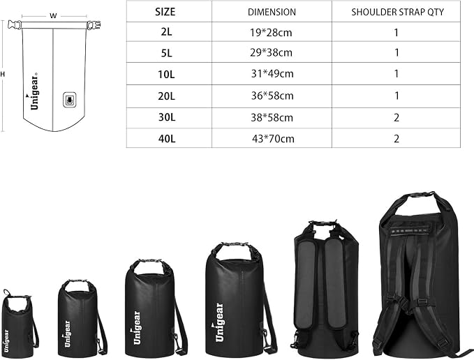 Unigear Dry Bag Waterproof, 2L/5L/10L/20L/30L/40L Floating and Lightweight Bags - Image 6