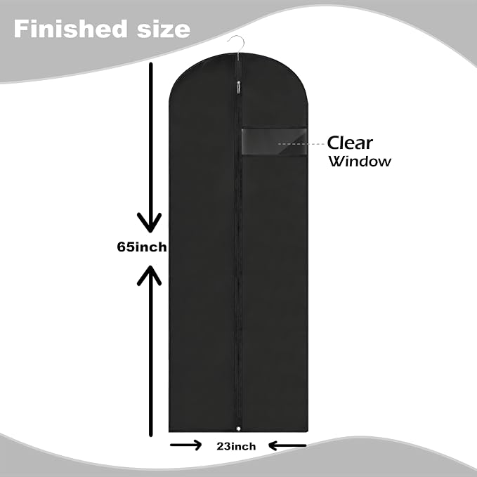 Dress Bags for Gowns Long, Suit Bag Cover for Storage and Travel, 2 Pack - Image 2