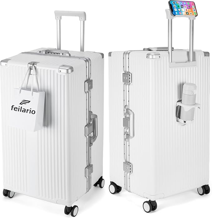 feilario 26in Super Large Captain Aluminum Frame Hardside Spinner Wheels Luggage by feilario