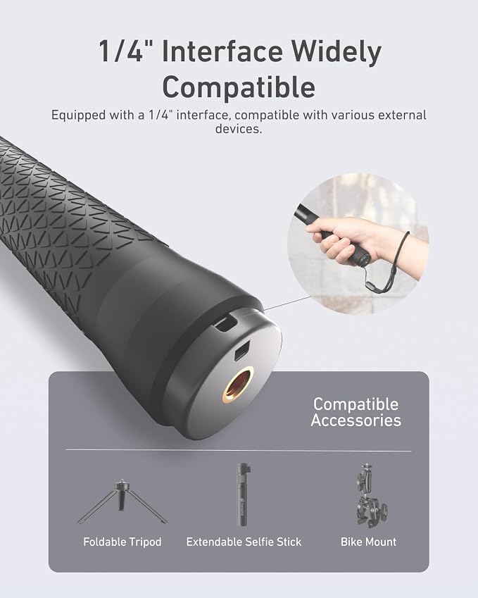 TELESIN 47" Extension Selfie Stick, Portable Handheld Invisible Monopod Pole - Image 4