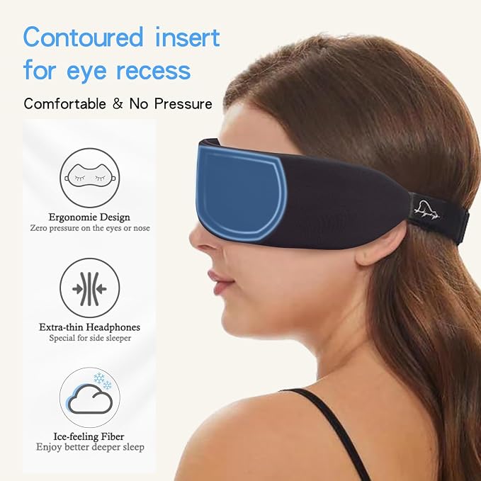 ALASKA BEAR Sleep Headphone Mask Bluetooth 5.2 HD Stereo Noise Reduction 3D Eye - Image 3