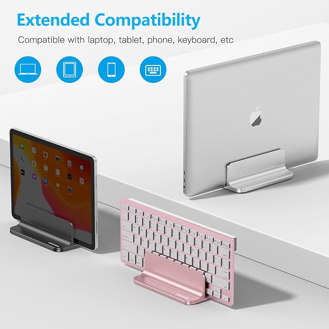 OMOTON Vertical Laptop Stand Holder, Desktop Aluminum Stand - Image 5