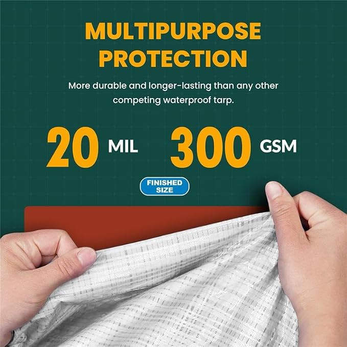 Tarp Cover White Heavy Duty 20 Mill Thick Material, Waterproof 10'X20' Great - Image 3