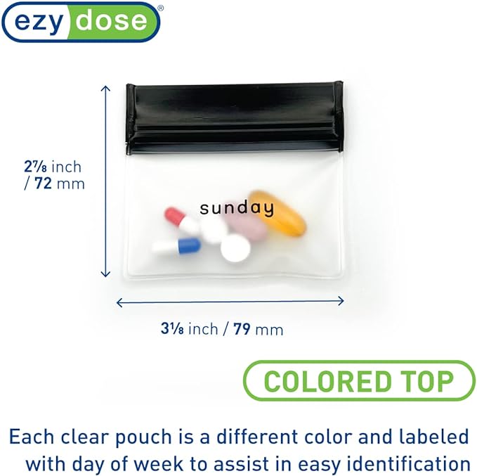 EZY DOSE Reusable 7-Day Pill Pouch Set, Durable Multi-Purpose Travel-Sized - Image 3