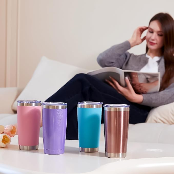 MEWAY 20oz Tumbler Double Wall Vacuum Insulated Travel Glitter Mug, Stainless - Image 8