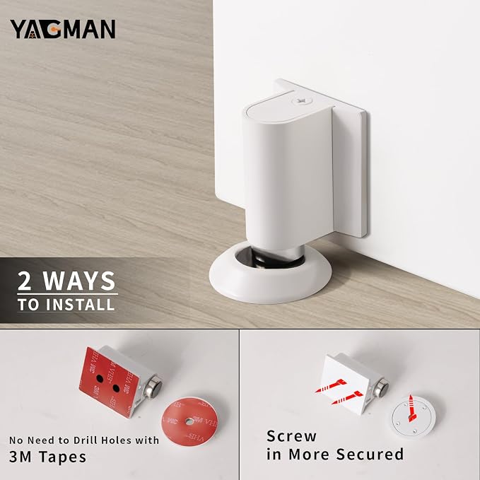 2 Pack Magnetic Door Stoppers Retractable Bottom of Door Holder No Drilling - Image 5