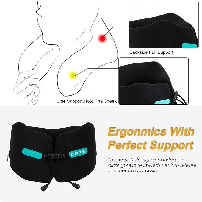GOLDORANGE Travel Pillow Neck Chin Head Support 100% Pure Memory Foam Neck - Image 7