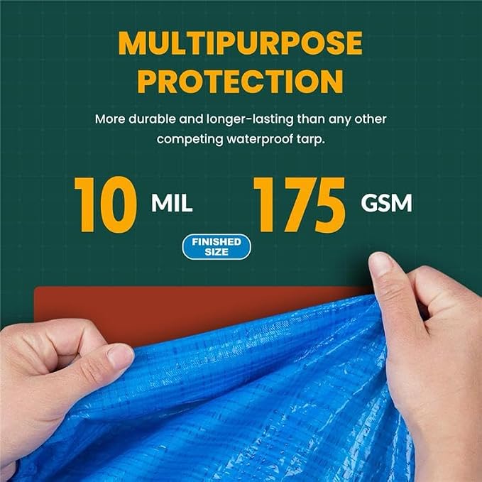 Tarp Cover 8X10 Silver/Black 2-Pack Thick Material, Waterproof, RV Or Pool - Image 3