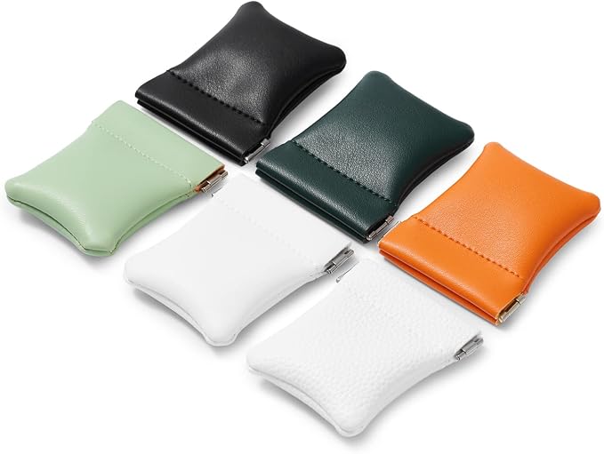 2 Pack PU Leather Slim Engagement Wedding Ring Pouch Leather Jewelry Pouch - Image 5