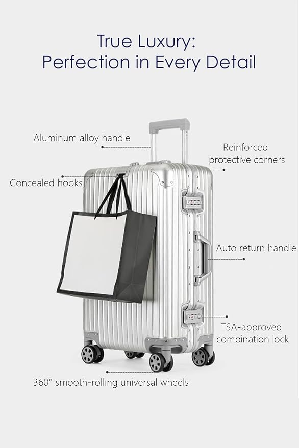 HotWay 20 Inch All Aluminum Carry On Luggage - Image 2