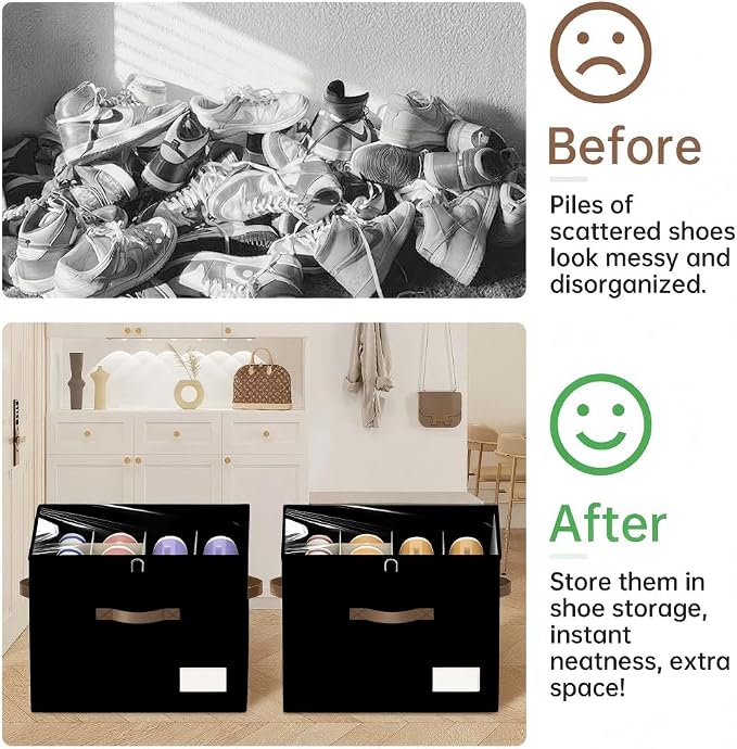 Shoe Organizer for Closet, Foldable Shoe Storage Containers, Fits up to 16 Pairs - Image 4