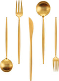 Matte Gold Silverware Set, IBIILII JEFF 40 Pieces Stainless Steel Flatware by IBIILII+JEFF