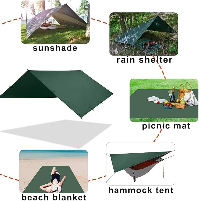 KALINCO Waterproof Camping Tarp Tent Hammock Rain Fly, 10X10FT/10X15FT - Image 4
