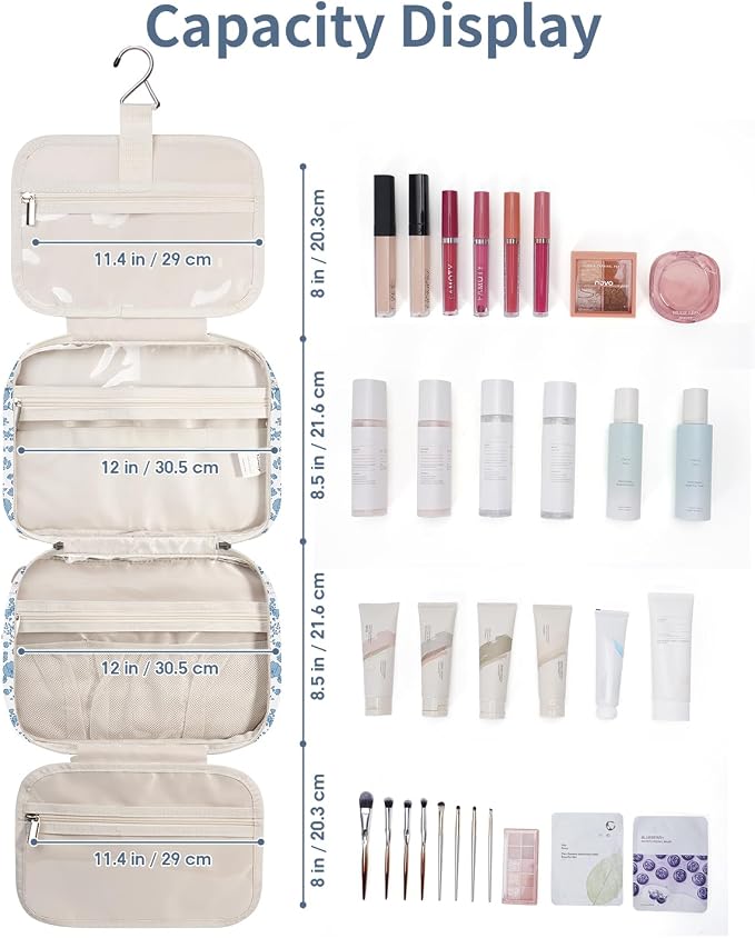 Narwey Travel Toiletry Bag for Women Large Hanging Makeup Bag Organizer - Image 6