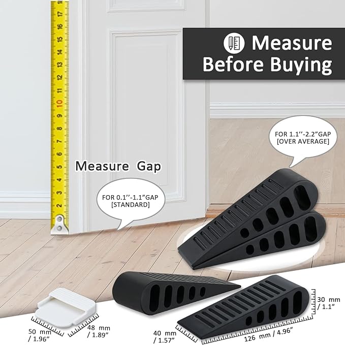 JQK Rubber Door Stopper Wedge, Wooden Floor, DSB61-BK-P3 - Image 2