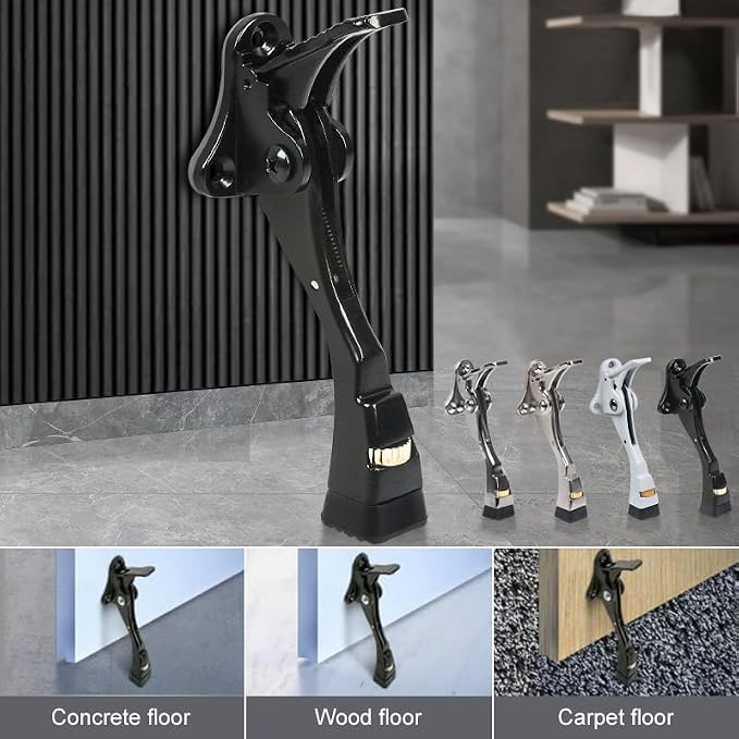 2 Packs Heavy Duty Kickdown Door Stopper, One Touch Adjustable Kickdown Door - Image 4