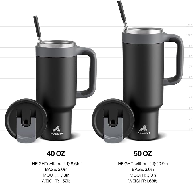 POWCAN 40 oz Tumbler with Handle, 2-in-1 Straw and Sip Lid, Dishwasher Safe - Image 9