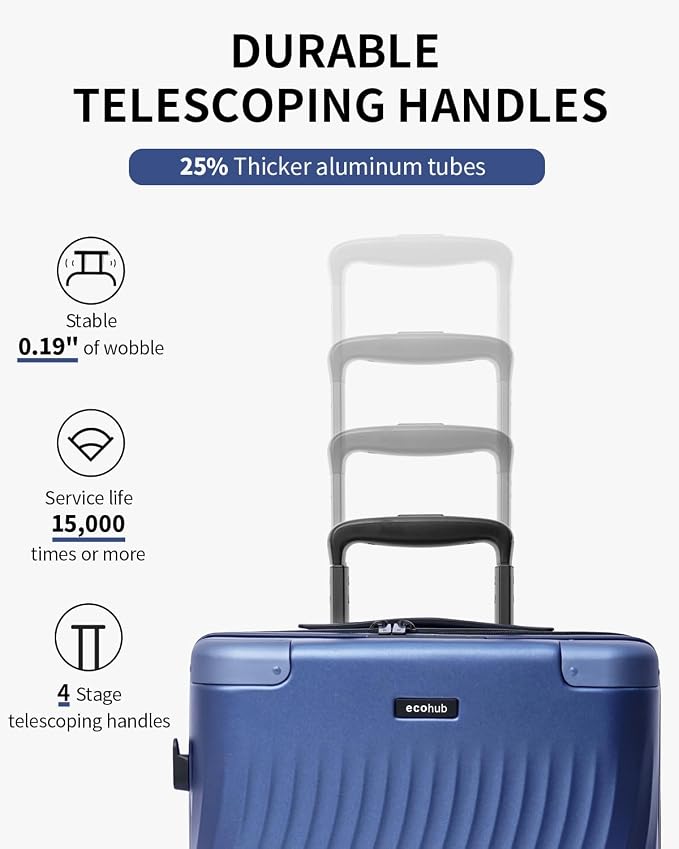 ECOHUB Hardside Expandable Carry On Luggage, Recycled PC 24" Rolling Luggage - Image 5