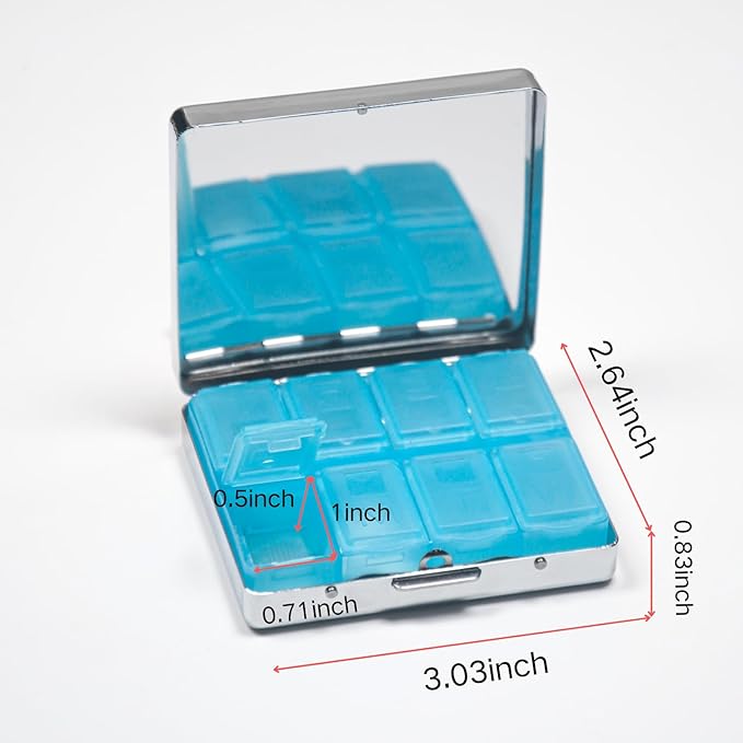 Cute and Portable Metal Pill Organizer – 8 Compartments, Elegant Chrome Finish - Image 5