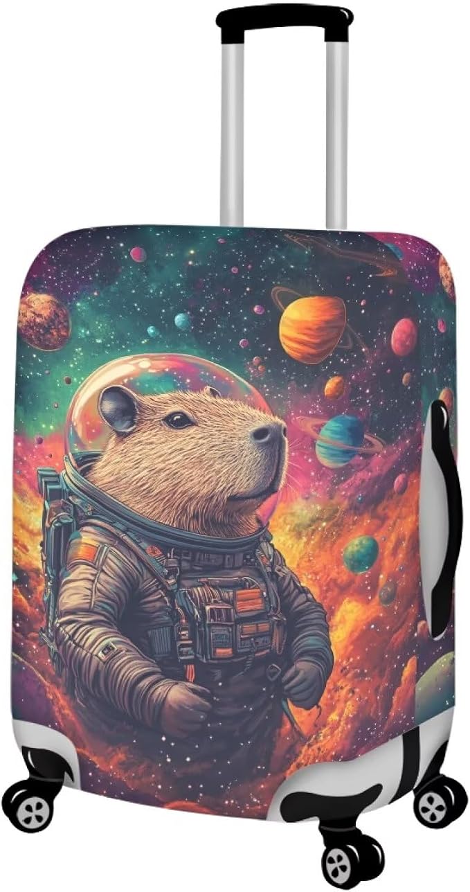 Cute Capybara Suitcase Cover Fit 18-21 Inch Anti-Scratch Washable Spandex - Image 2