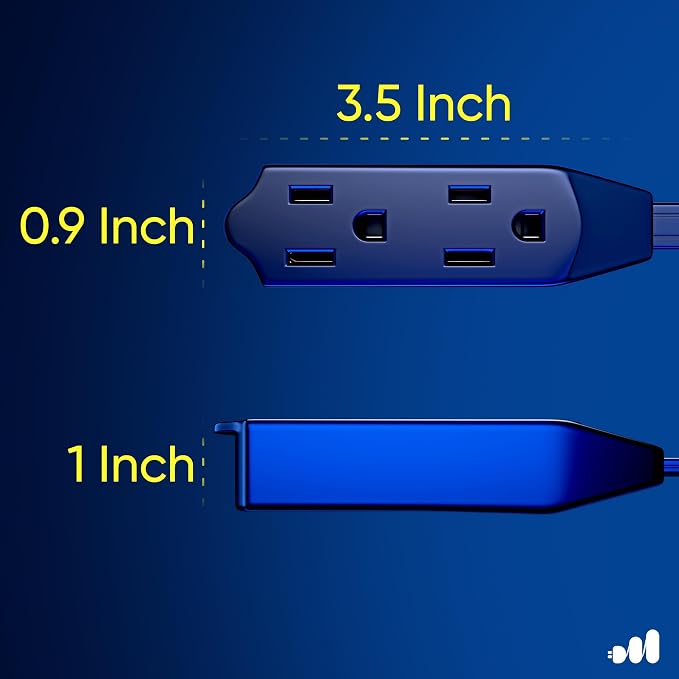 Maximm Cable 3 Ft 360° Rotating Flat Plug Extension Cord/Wire, 16 AWG Multi 3 - Image 4