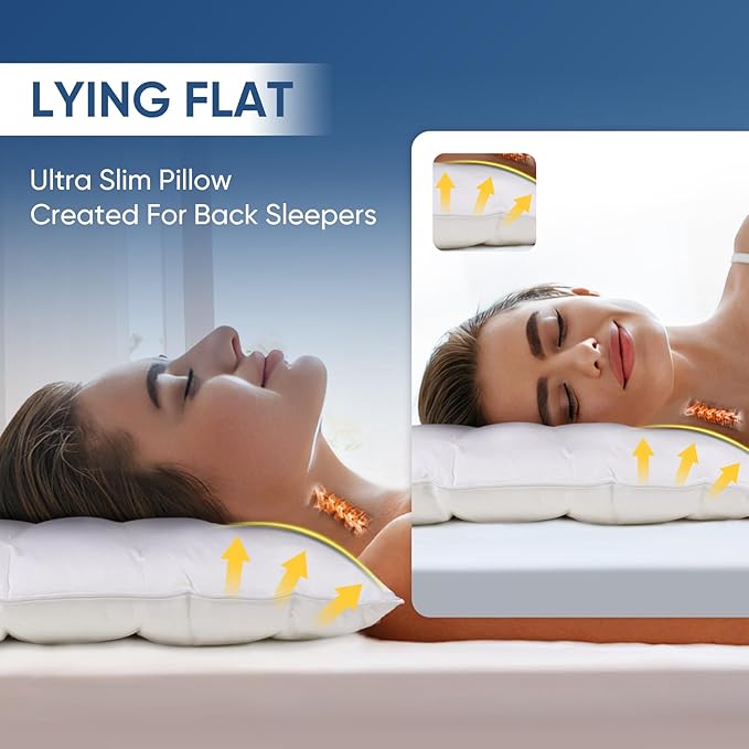 MINUPWELL Ultra Flat Pillows for Sleeping Thin, 7D High Support 2.5 inch Height - Image 2