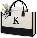 TOPDesign Embroidery Initial Canvas Tote Bag, Personalized Present Suitable by TOPDesign