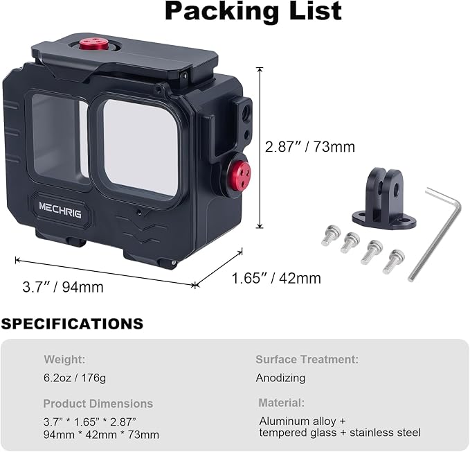 Aluminum Waterproof Case for GoPro HERO13 Black HERO12 HERO11 HERO10 HERO9 - Image 9