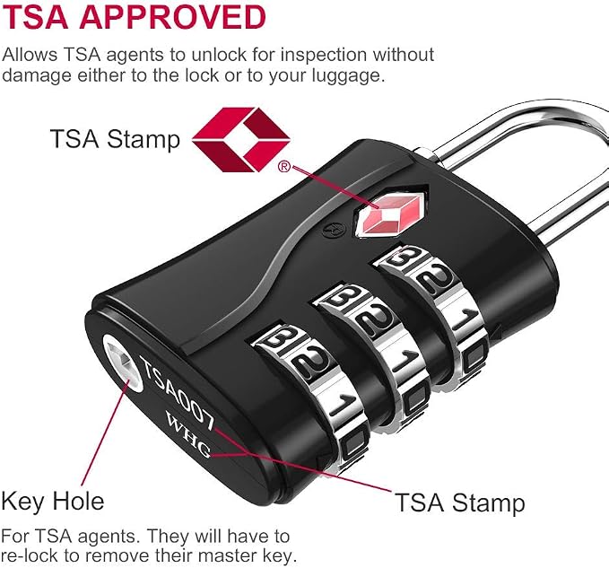 ZHEGE Luggage Locks, TSA Approved Locks, 3 Dial Zipper Lock - Image 2