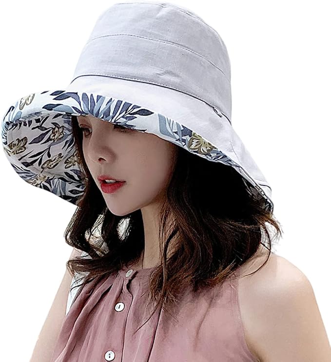 Women Wide Brim Sun Hats Metal Wired Edge Summer UV Protection Beach Fishing Hat by HUAMULAN