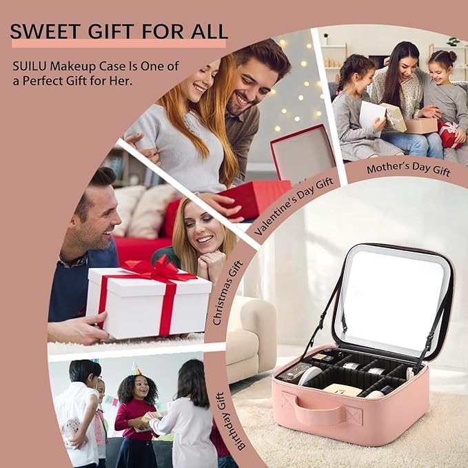 Makeup Bag with Led Mirror, Travel Makeup Organizer with 3 Color Setting & 10X - Image 5