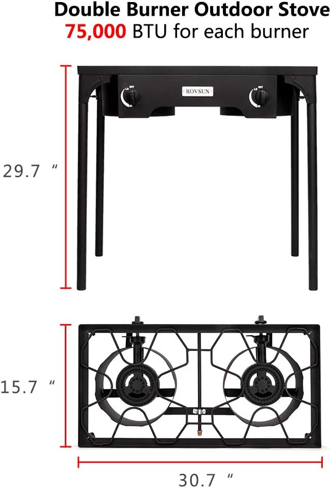 ROVSUN 2/3 Burner Outdoor Propane Gas Stove High Pressure Stand Cooker - Image 6
