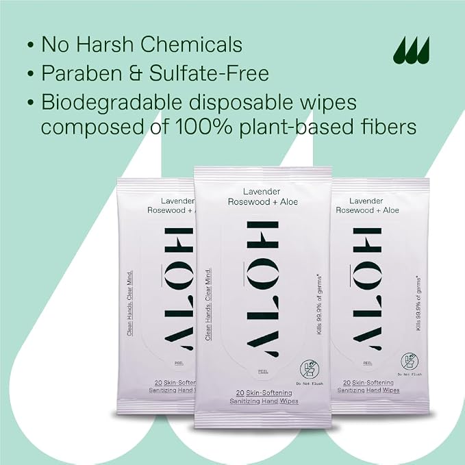 ALŌH Lavender Rosewood + Aloe Sanitizing Hand Wipes - Image 6