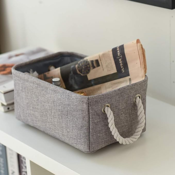 TheWarmHome Large Storage Bins Basket, 2 Pack Grey Fabric Storage Cubes - Image 9