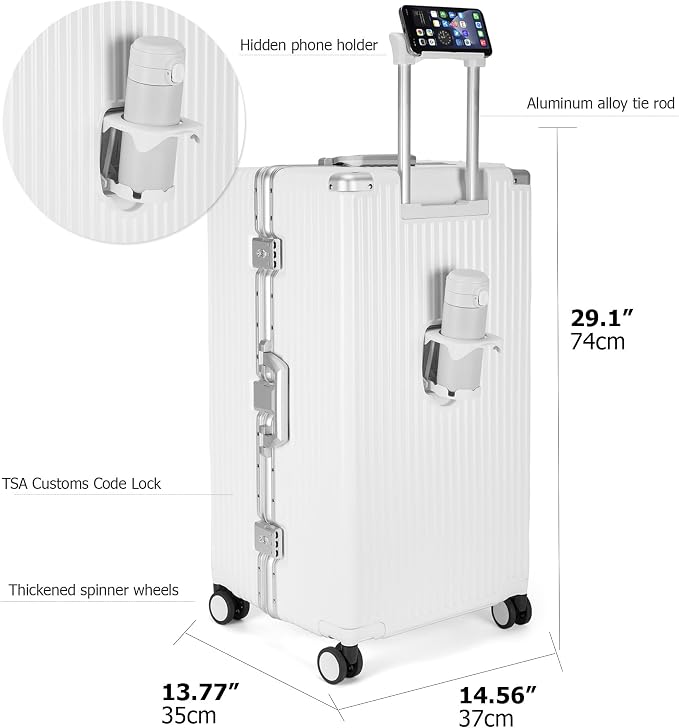 feilario 29in Super Large Captain Aluminum Frame Hardside Spinner Wheels Luggage - Image 5