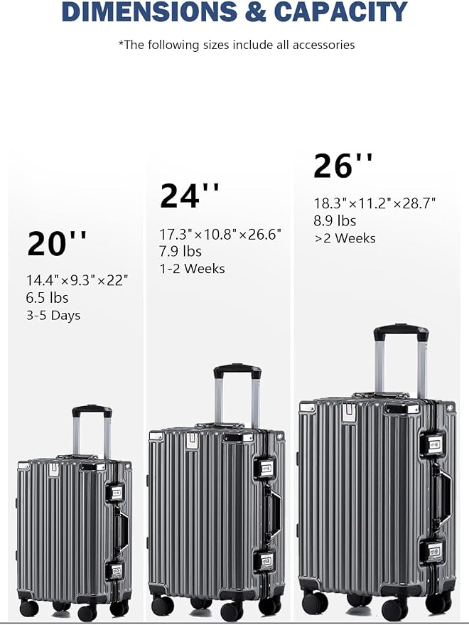 HotWay 26 Inch Aluminum Frame Luggage - Image 3