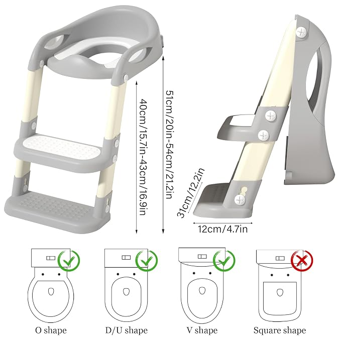 Potty Training Seat with Step Stool Ladder, Adjustable Foldable Potty Seat - Image 3