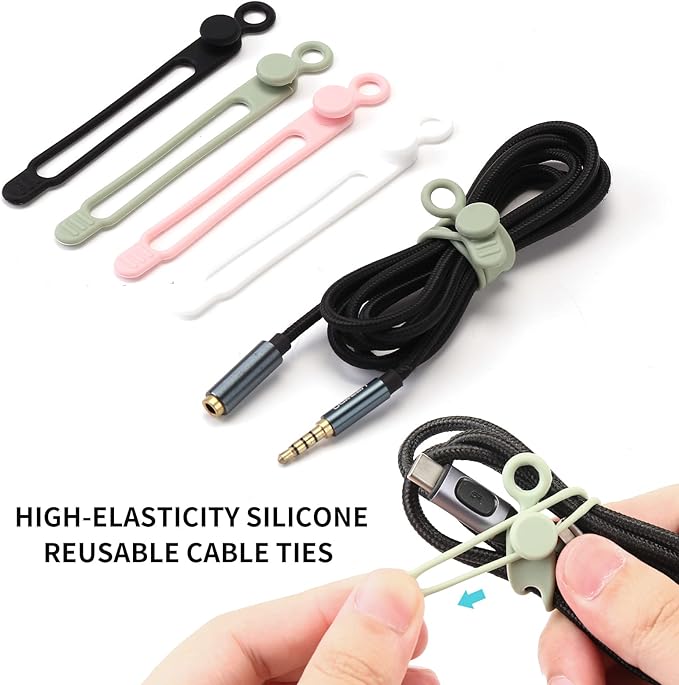 UMUST Silicone Cable Ties, Reusable Cable Management Organizer, Cord Tie - Image 3
