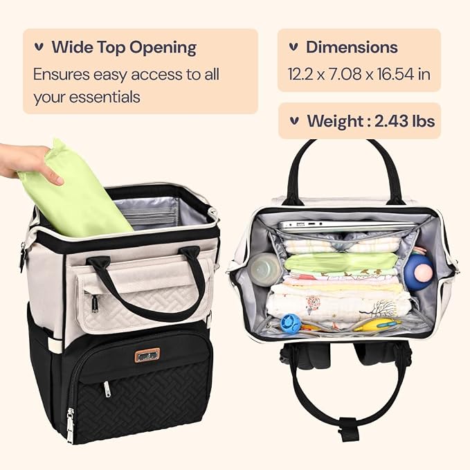 BabbleRoo Diaper Bag Backpack, Stroller Straps & Pacifier Case, Unisex Stylish - Image 3