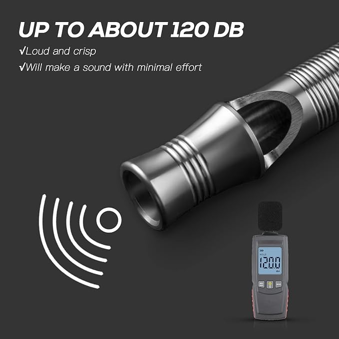 TISUR Titanium Emergency Whistle, EDC Safety Whistles Necklace Loud up to 120db - Image 4