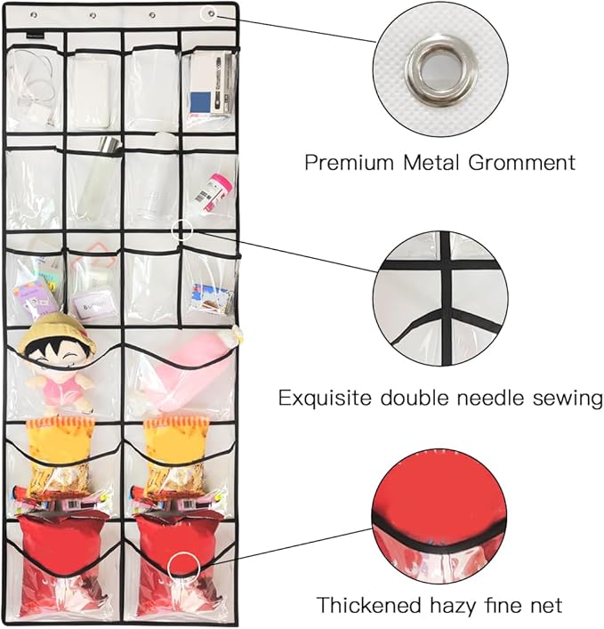 2 Pack Extra Large Hanging Crystal Clear Over Door Shoe Organizers, Closet Shoe - Image 5