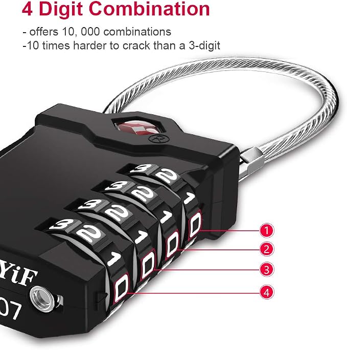 ZHEGE TSA Approved Luggage Lock, Travel Lock, 000 Combination Options, 5.5in - Image 3