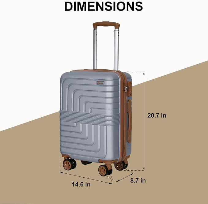Romswi Expandable 20" Carry On Luggage, Hardshell Suitcase - Image 8